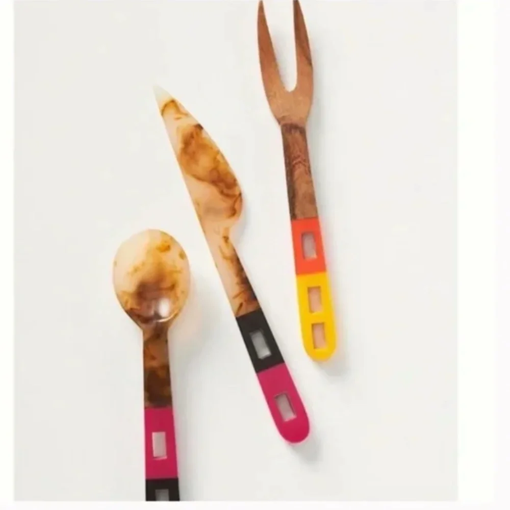 Arcelia Mezze Peasant Boho Hipster Hippie Art Farm Cheese Block Cheese Knife Set